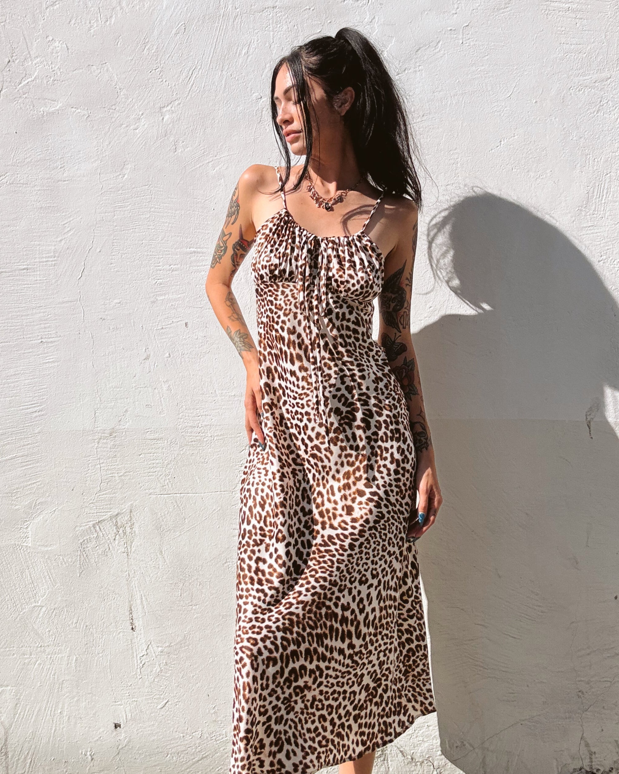 Leopard Slip Dress - Burnout