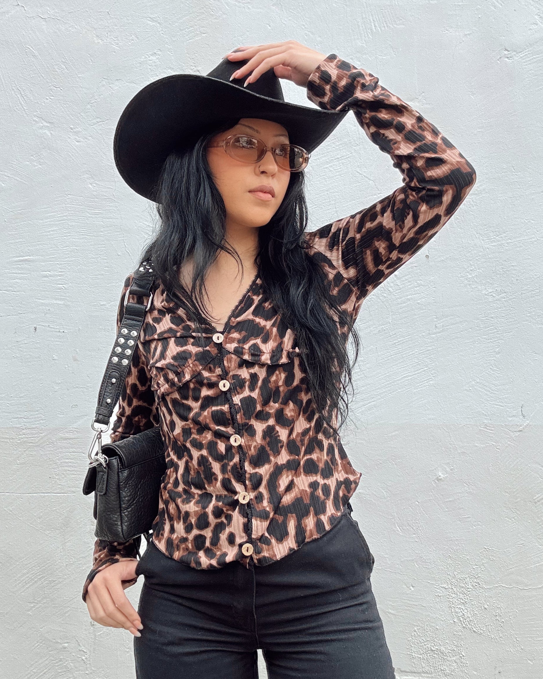 Lace Trim Leopard Long Sleeve