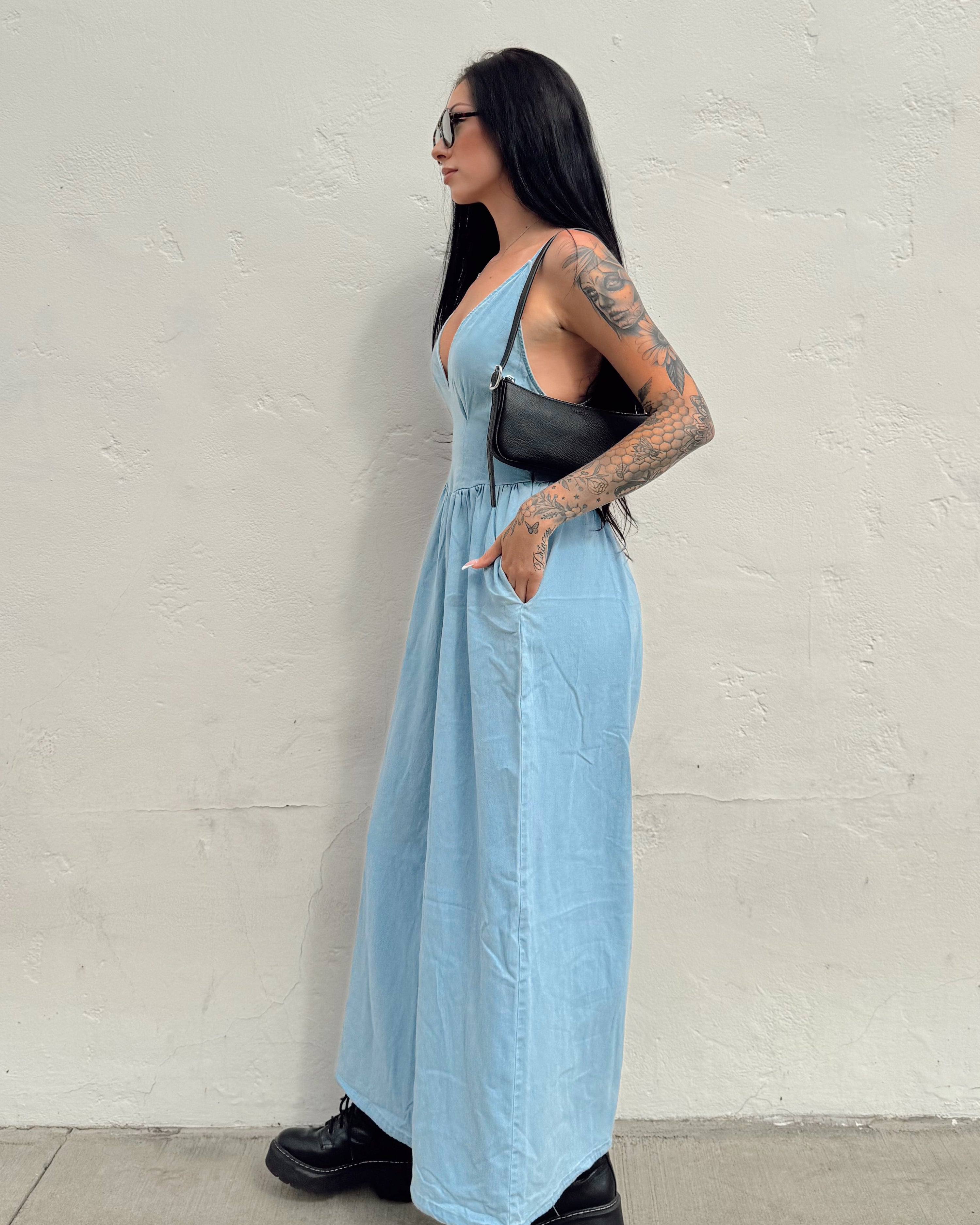 Denim Corset Top Jumpsuit