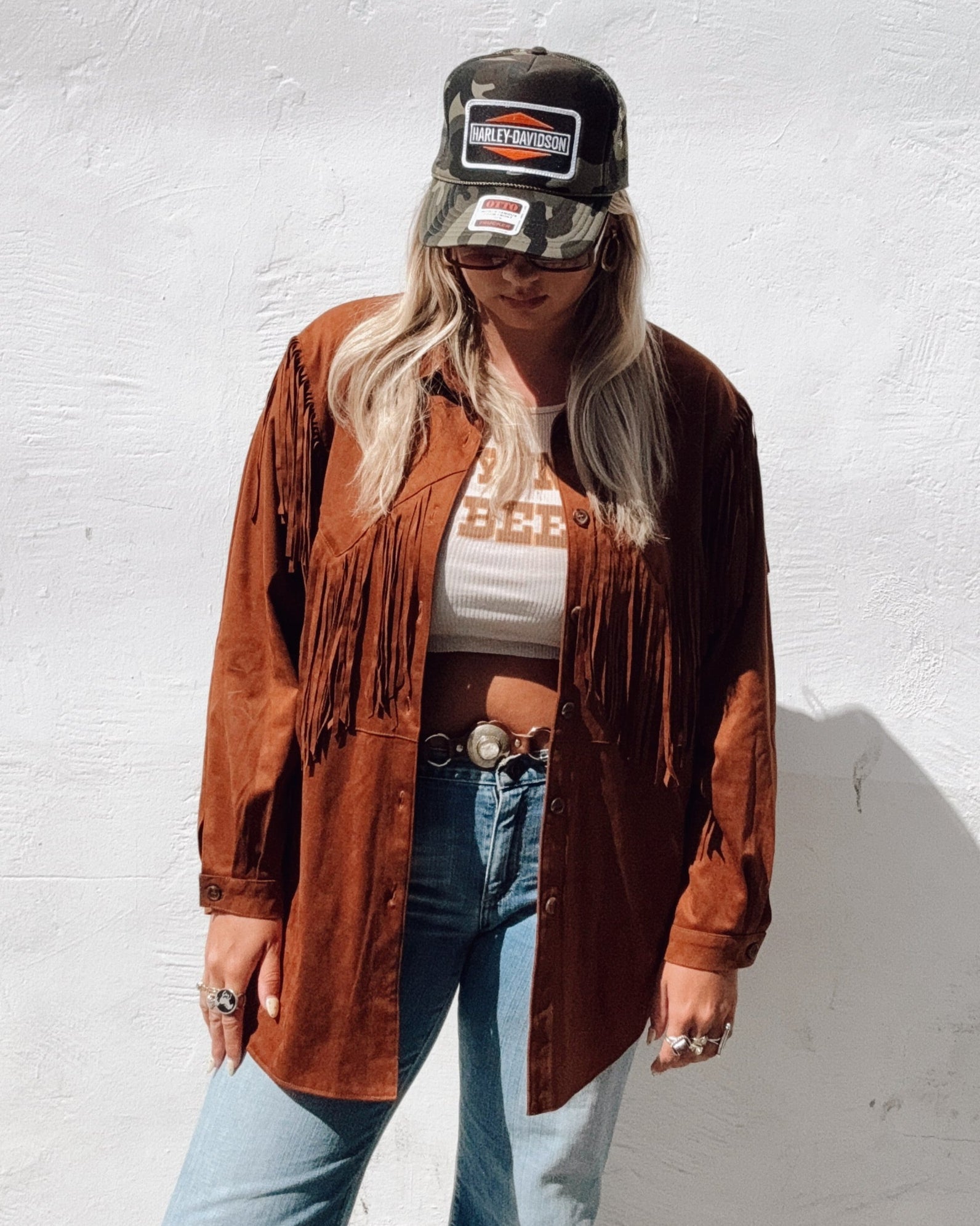 Suede Fringe Jacket - Burnout