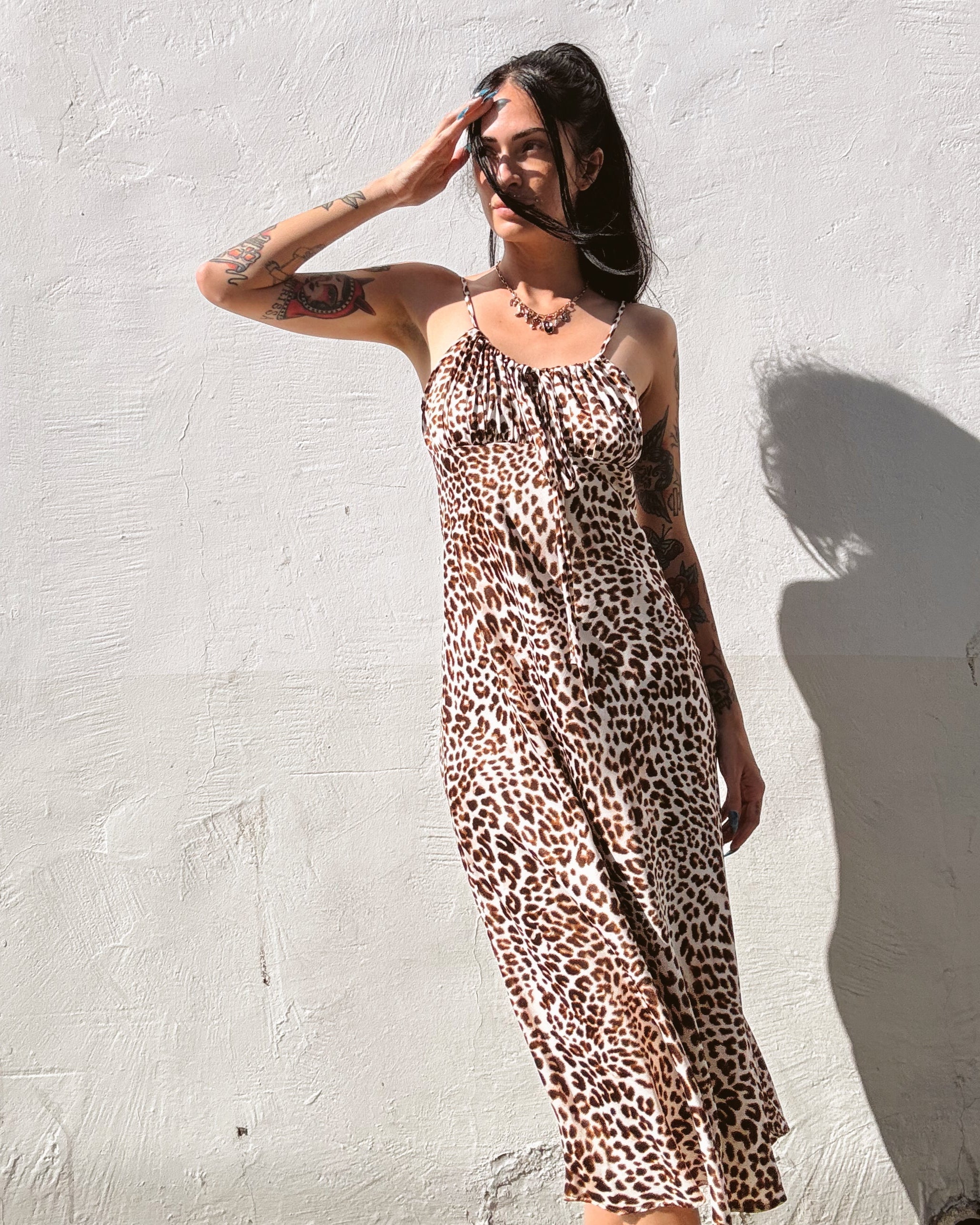 Leopard Slip Dress - Burnout
