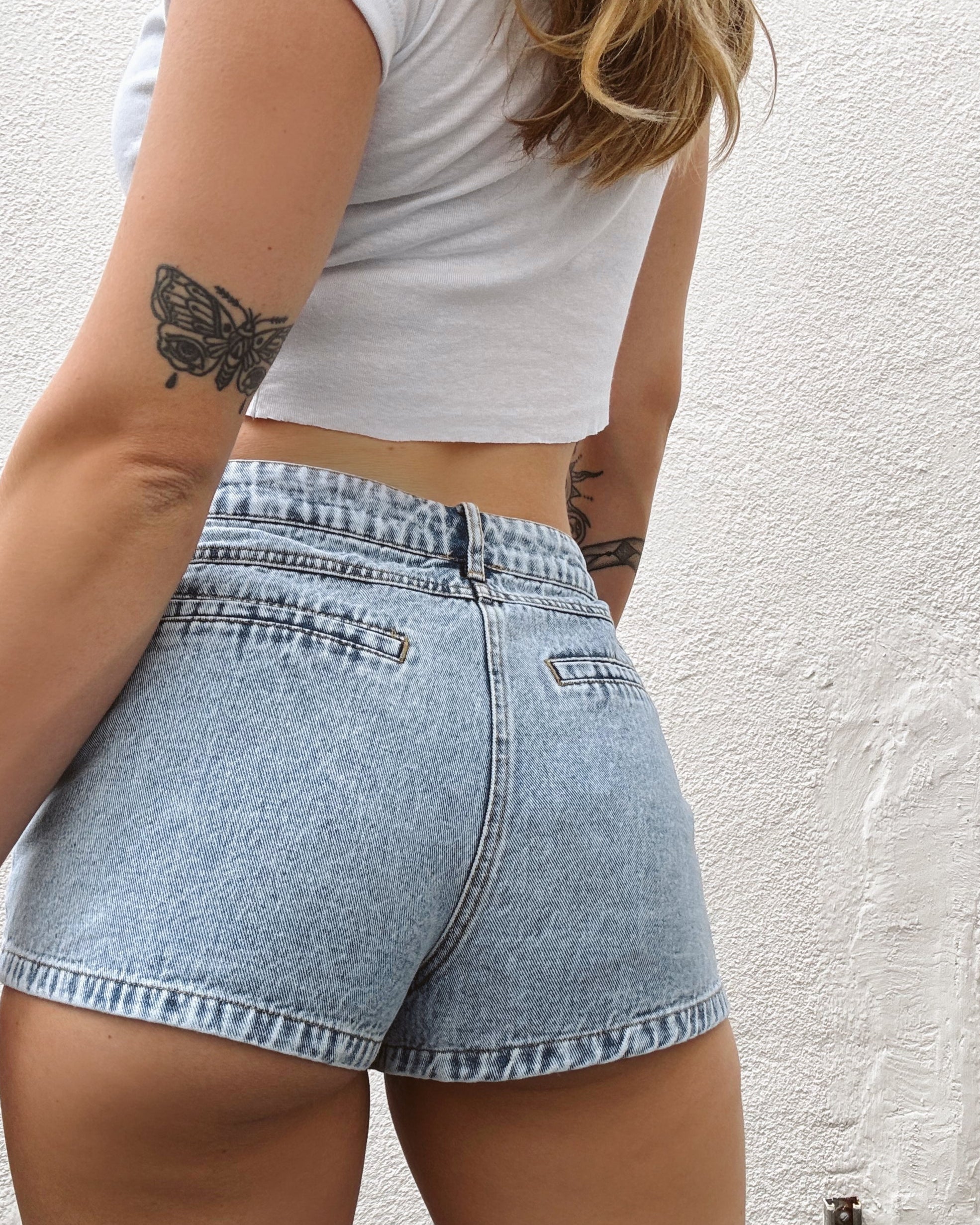 Mid Rise Denim Shorts