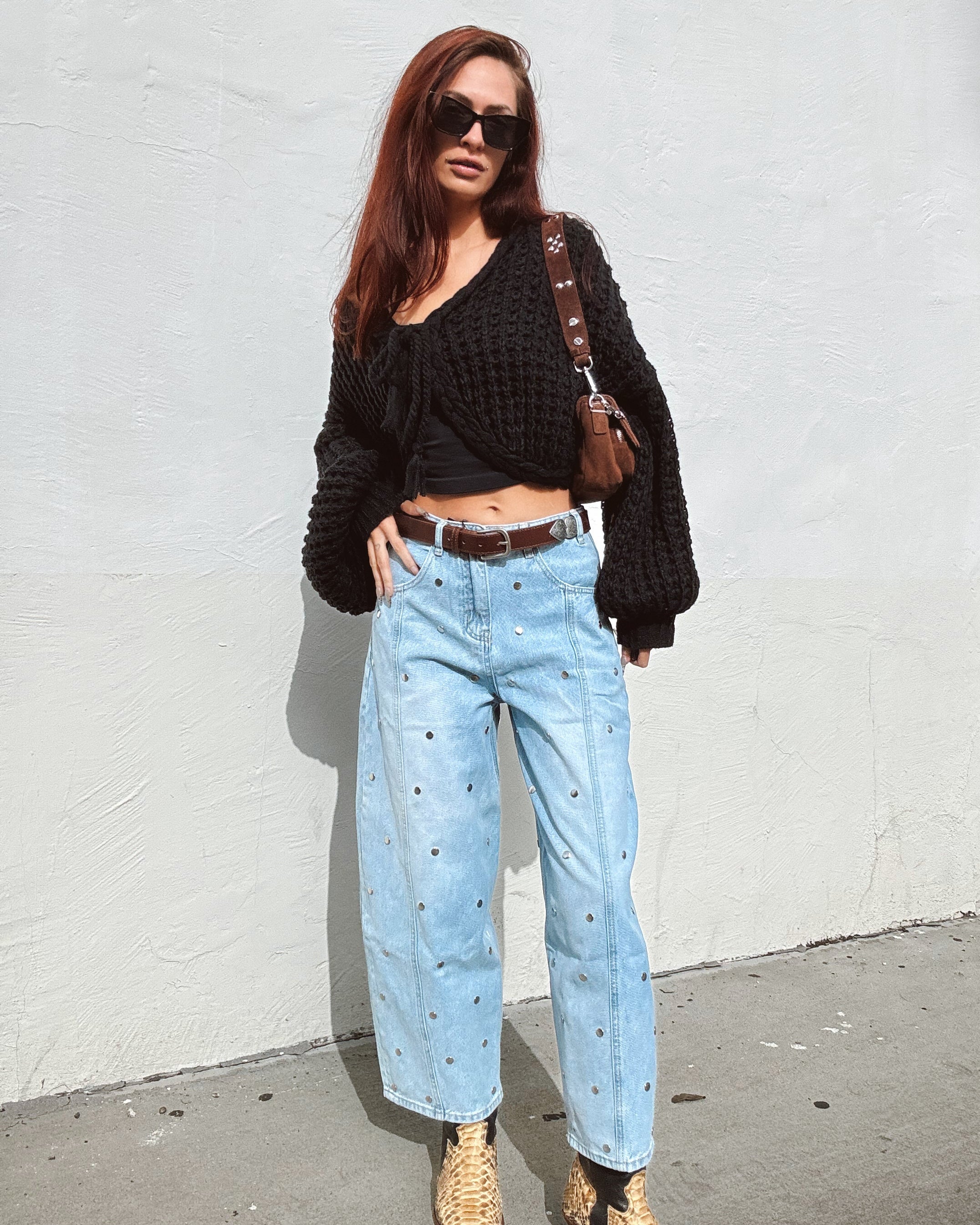 Studded Barrel Jeans