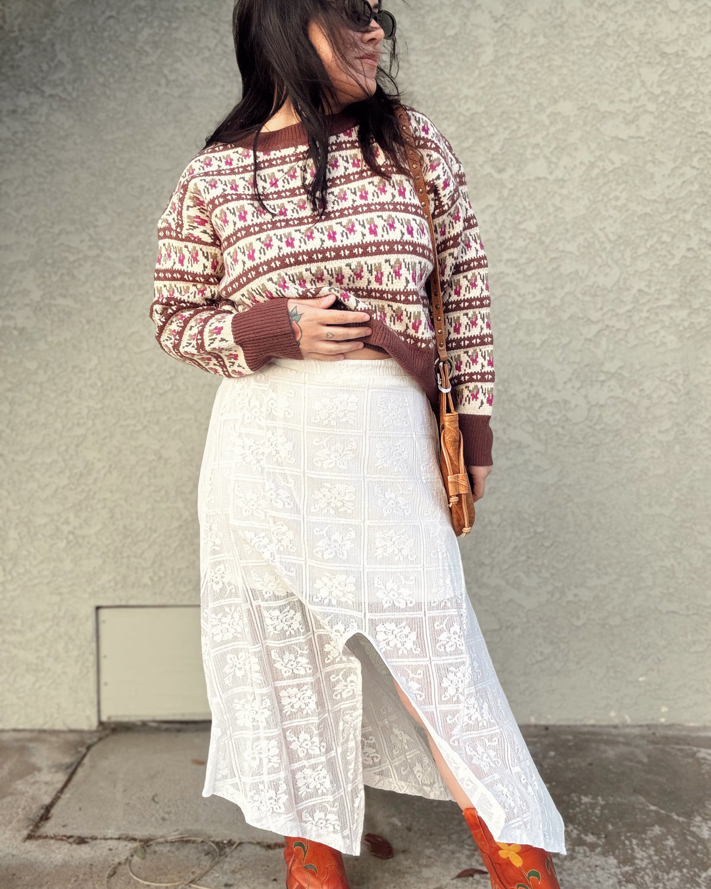 Lace Handkerchief Midi Skirt