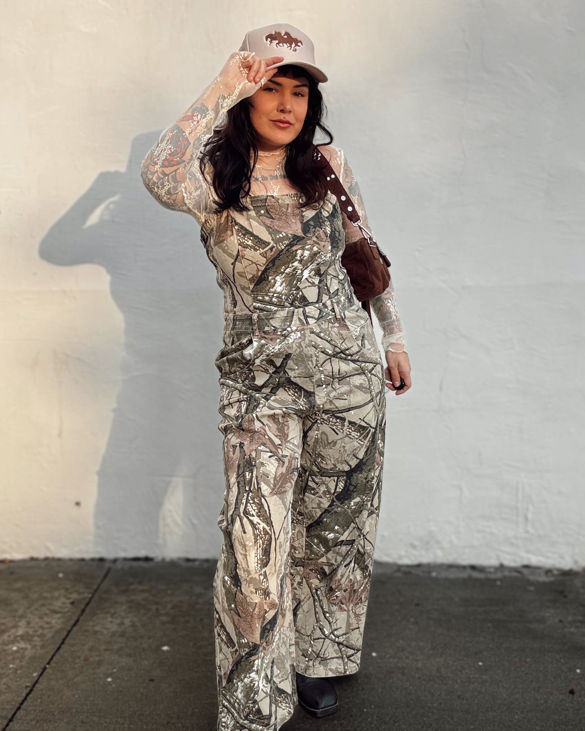 Tree Camo Denim Jumpsuit