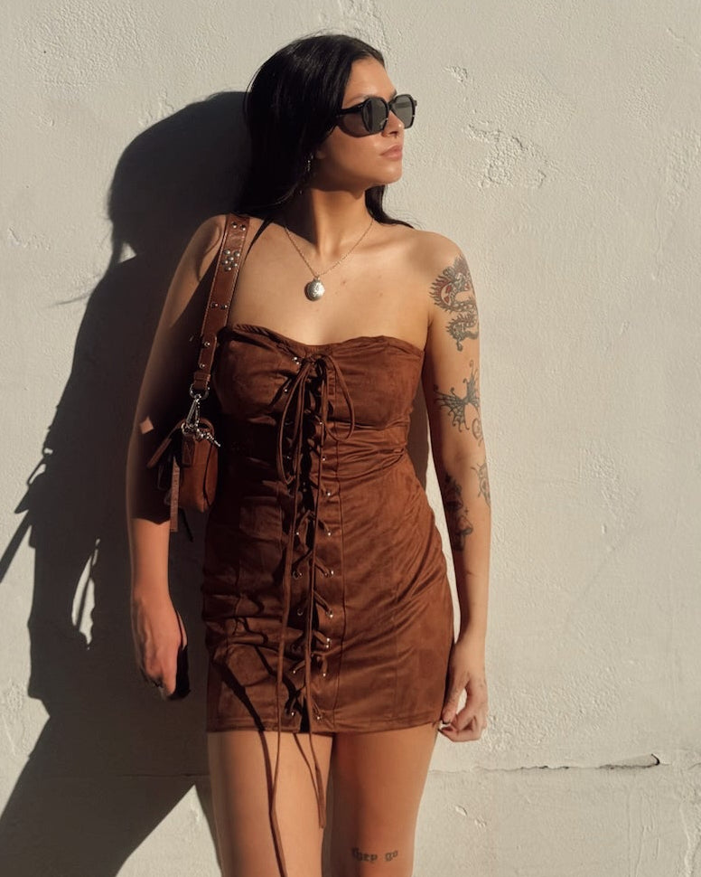 Western Lover Mini Dress - Burnout