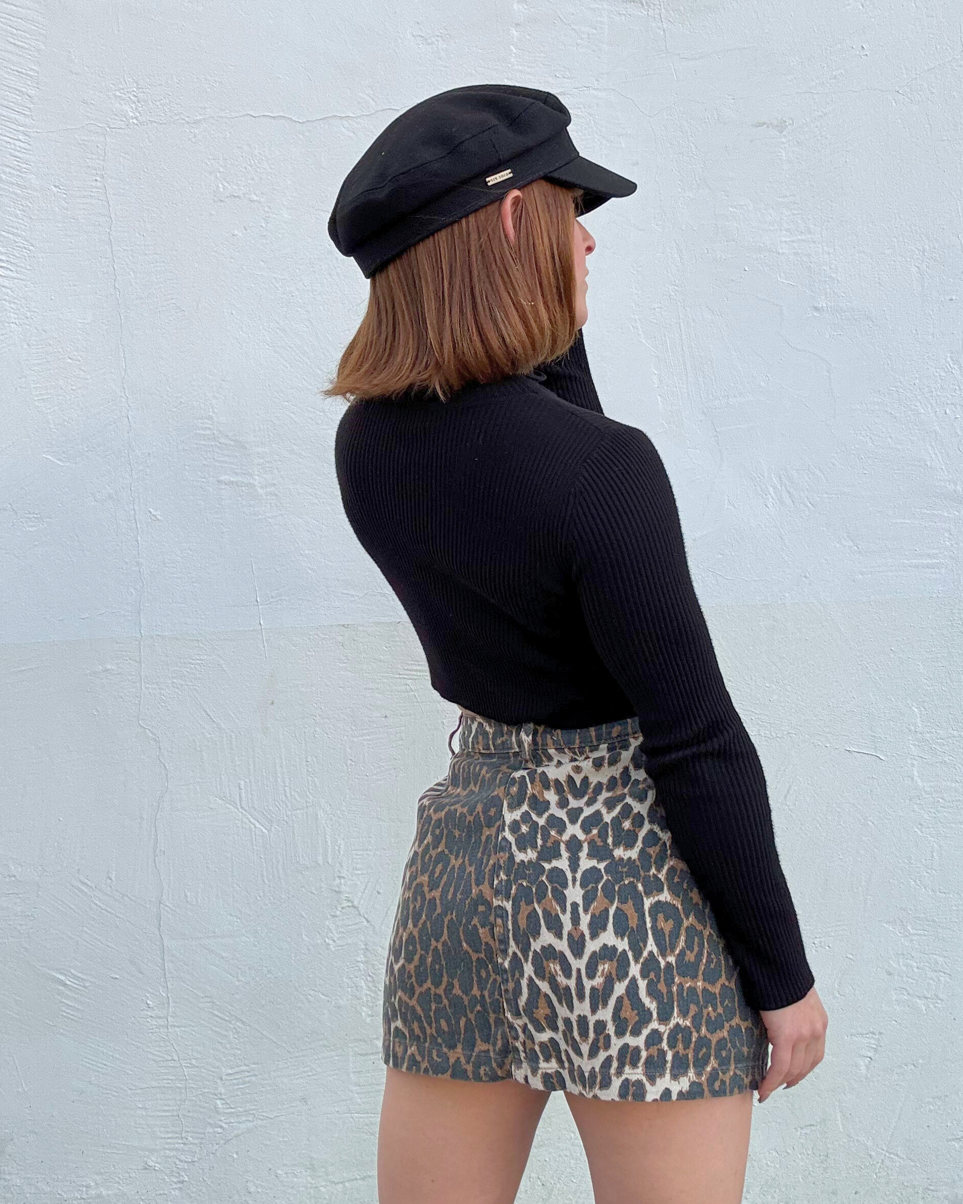 Denim Leopard Skort