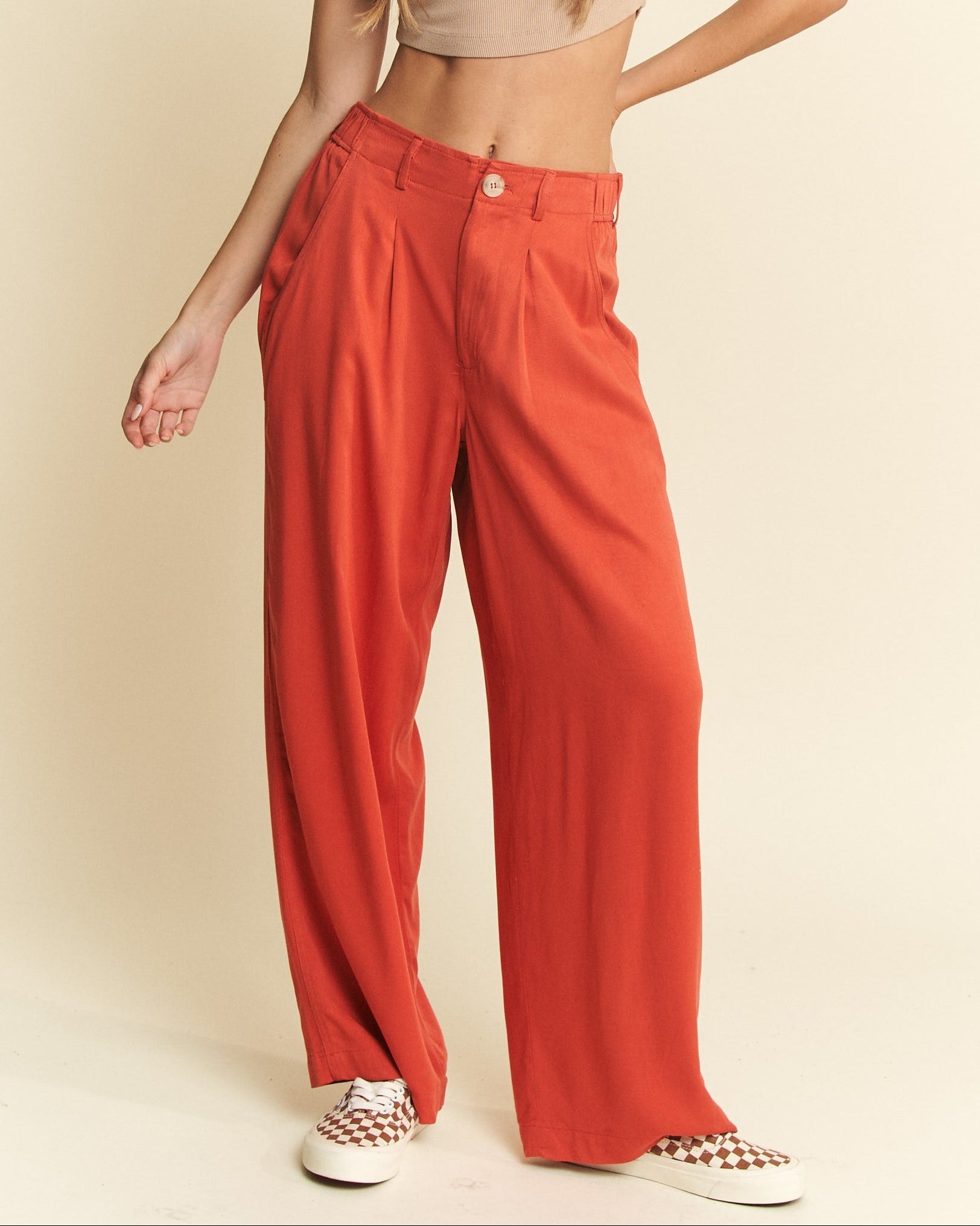 Classic Wide Leg Pants - Terracotta
